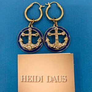 *NWOT* HEIDI DAUS Anchor’s Away Gold Beaded Blue Anchor Earrings Set